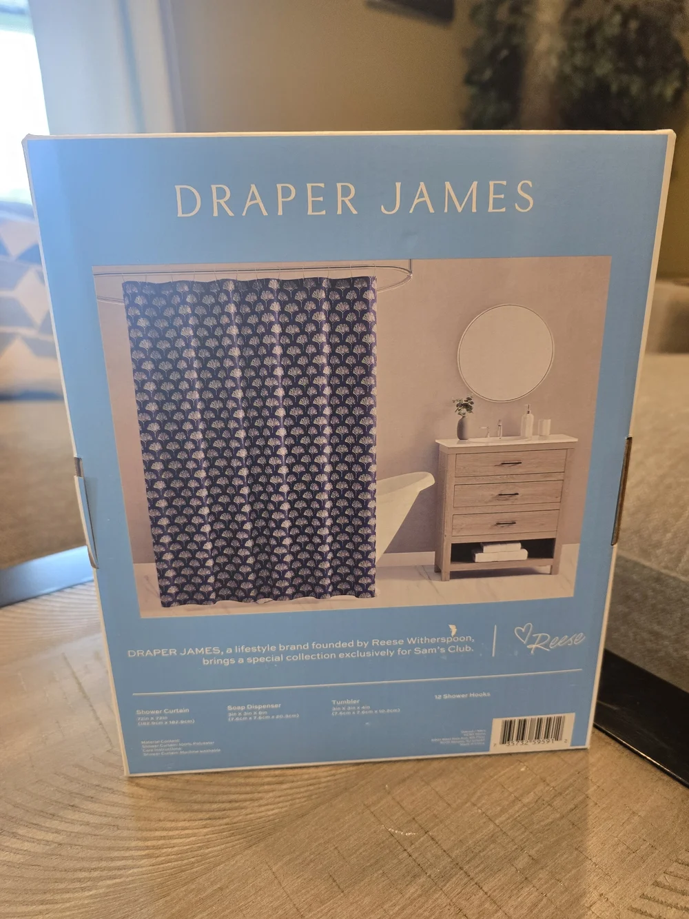 New Draper James Cream Bath Set with Soap Dispenser & Tumbler, Shoer Curtain